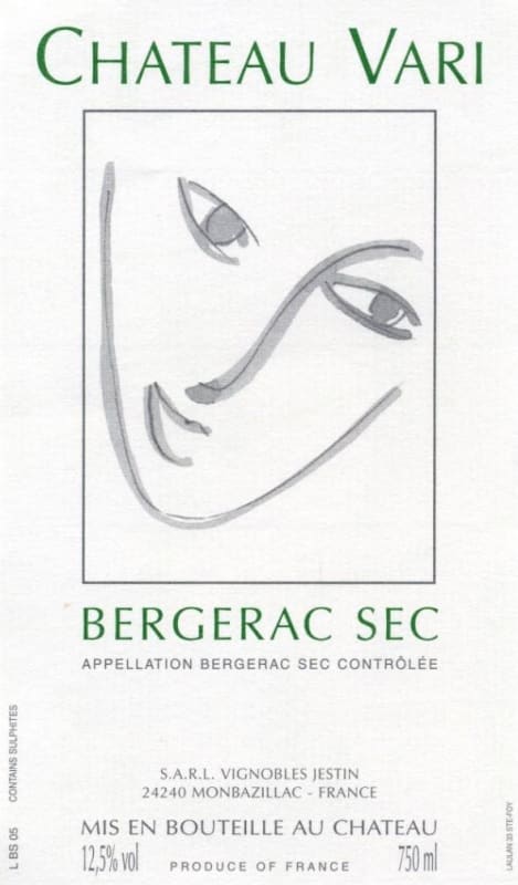 Chateau Vari Bergerac Blanc Sec 2013 Front Label