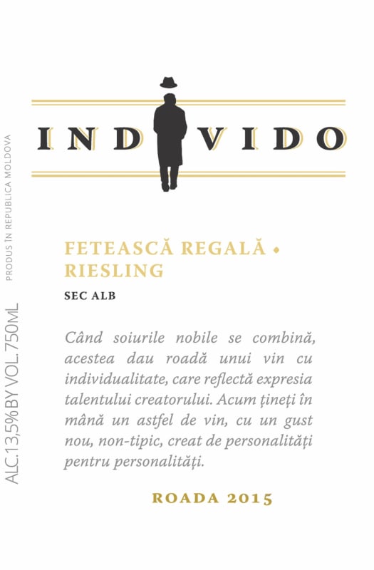 Chateau Vartely Individo Feteasca Regala Riesling Sec 2015 Front Label