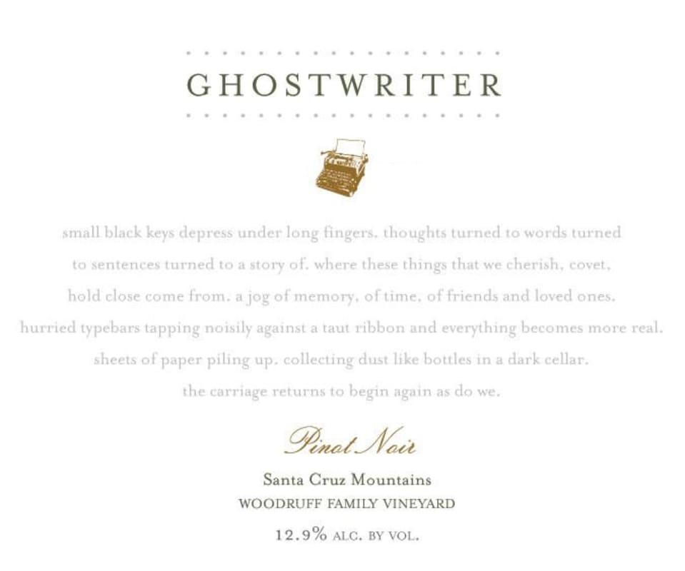Ghostwriter Woodruff Family Vineyard Pinot Noir 2010 Front Label