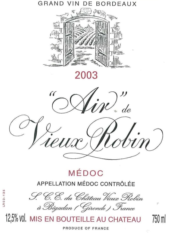 Chateau Vieux Robin Medoc 2003 Front Label
