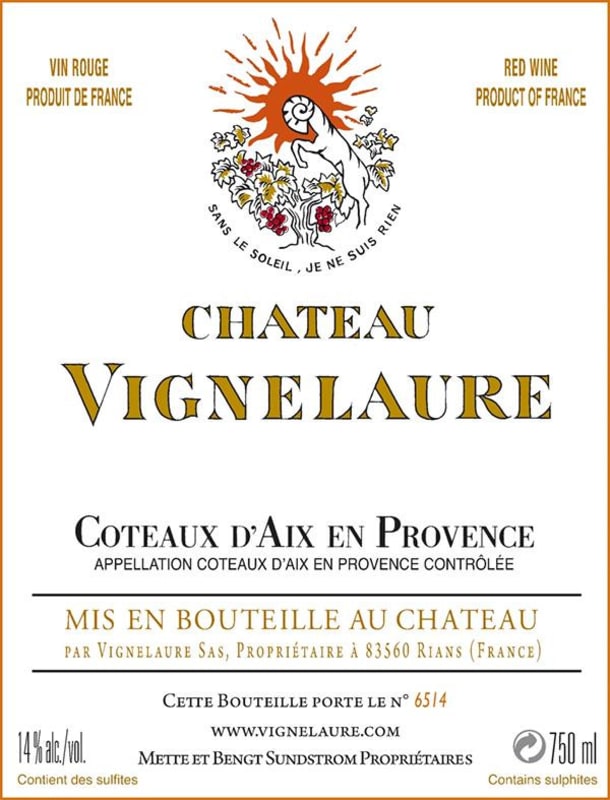 Chateau Vignelaure Coteaux d'Aix en Provence Rouge 2011 Front Label