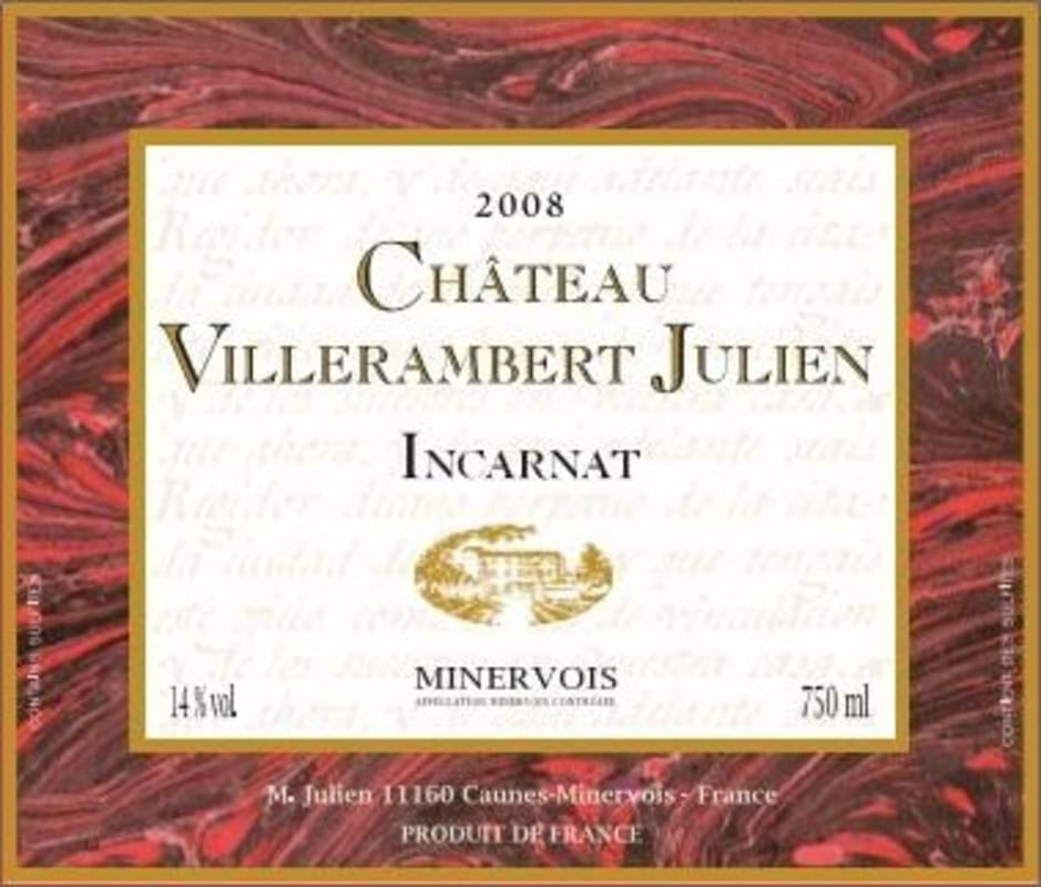 Chateau Villerambert-Julien Minervois Incarnat 2008 Front Label