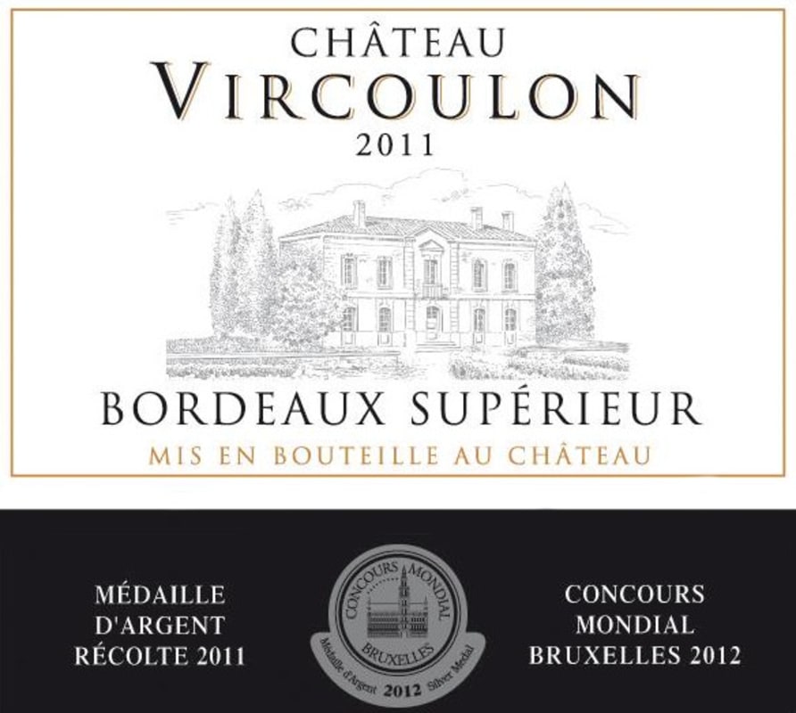 Chateau Vircoulon Bordeaux Superieur 2011 Front Label