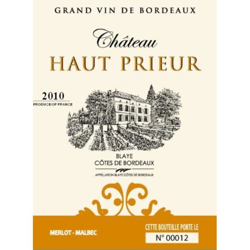 Chateaux Solidaires Cotes de Bordeaux Blaye 2010 Front Label