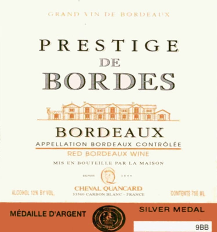 Cheval Quancard Prestige de Bordes 2014 Front Label