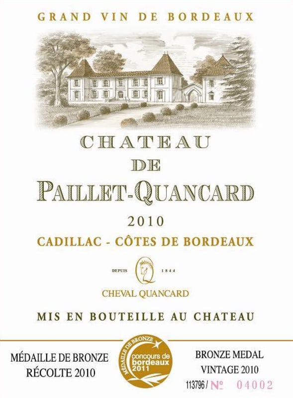 Cheval Quancard Chateau de Paillet-Quancard 2010 Front Label