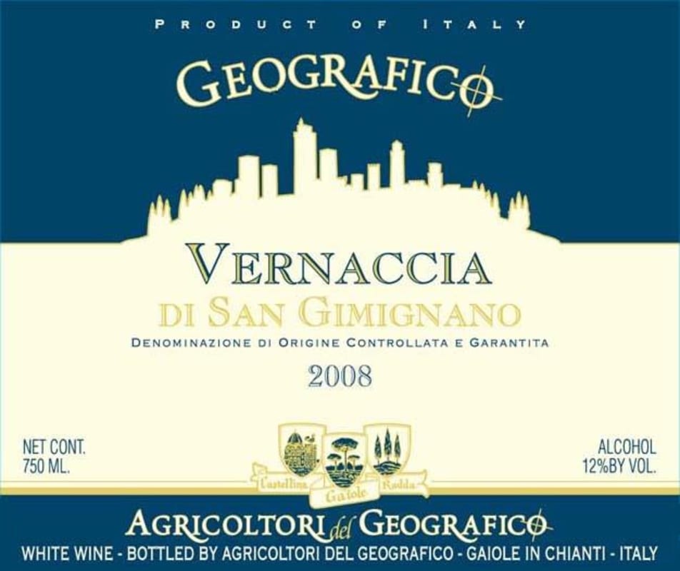 Chianti Geografico Vernaccia di San Gimignano 2008 Front Label