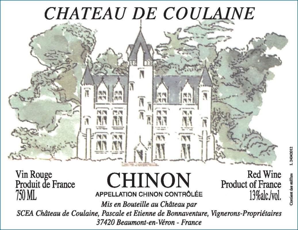Chinon Chateau de Coulaine Rouge 2014 Front Label