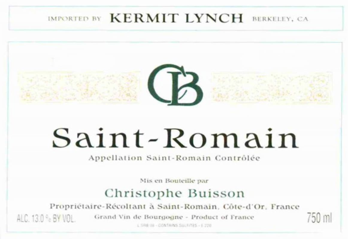 Christophe Buisson Saint-Romain Blanc 2010 Front Label