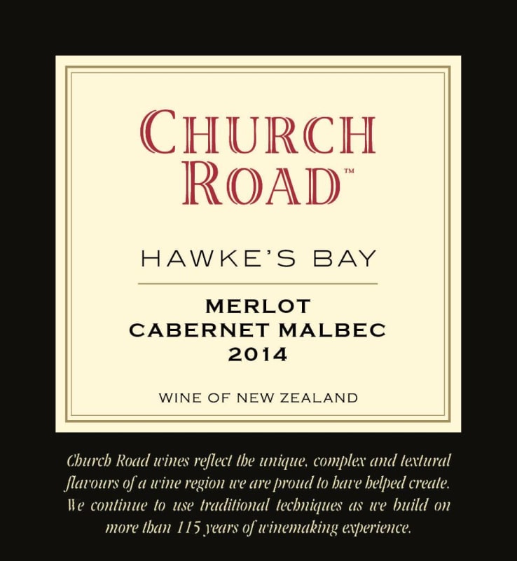 Church Road Winery Merlot Malbec Cabernet Sauvignon 2014 Front Label