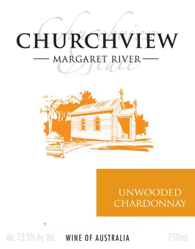 Churchview Estate Unwooded Chardonnay 2015 Front Label