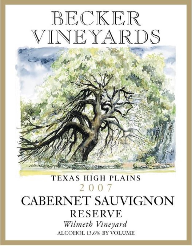 Becker Vineyards Wilmeth Vineyard Reserve Cabernet Sauvignon 2007 Front Label