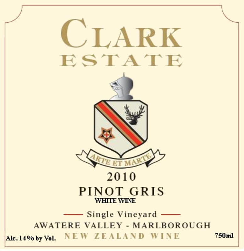 Clark Estate Single Vineyard Pinot Gris 2010 Front Label