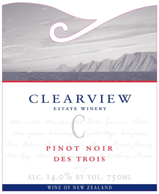 Clearview Estate Winery De Trois Pinot Noir 2013 Front Label