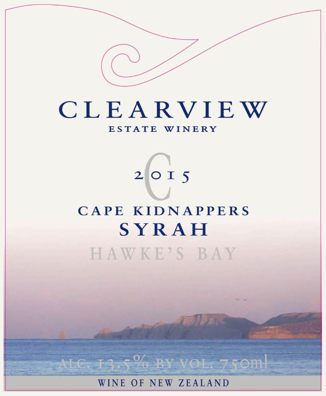 Clearview Estate Winery Cape Kidnappers Syrah 2015 Front Label