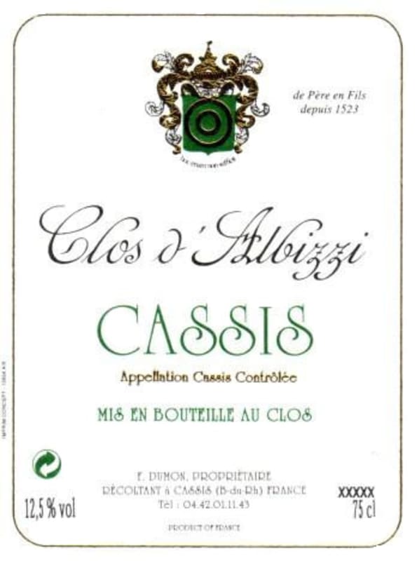 Clos Albizzi Cassis Blanc 2006 Front Label