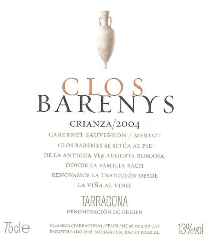 Clos Barenys Crianza 2004 Front Label