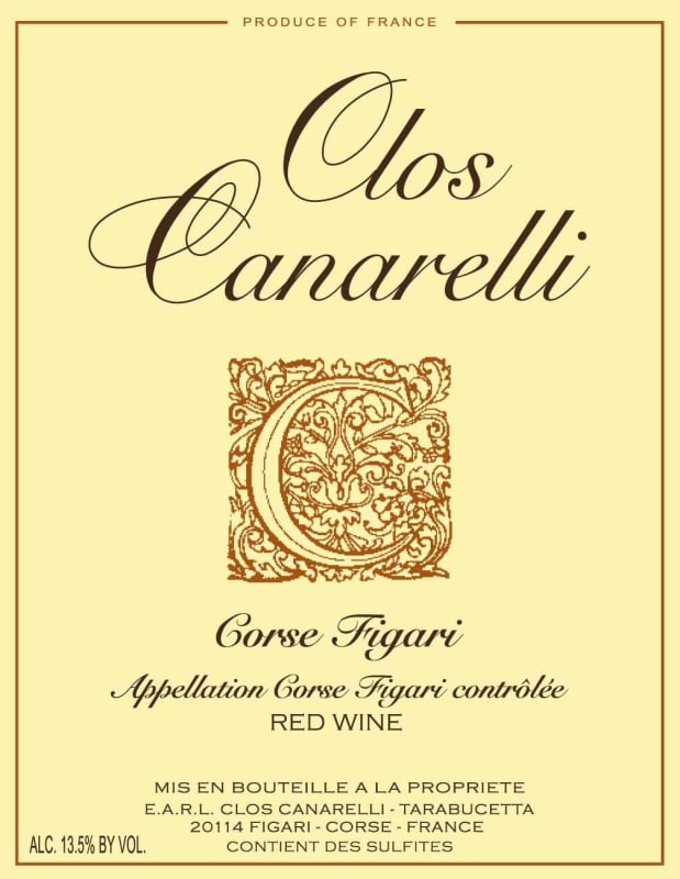 Clos Canarelli Corse Figari Rouge 2013 Front Label