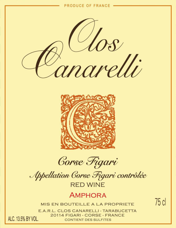 Clos Canarelli Corse Figari Amphora Rouge 2013 Front Label
