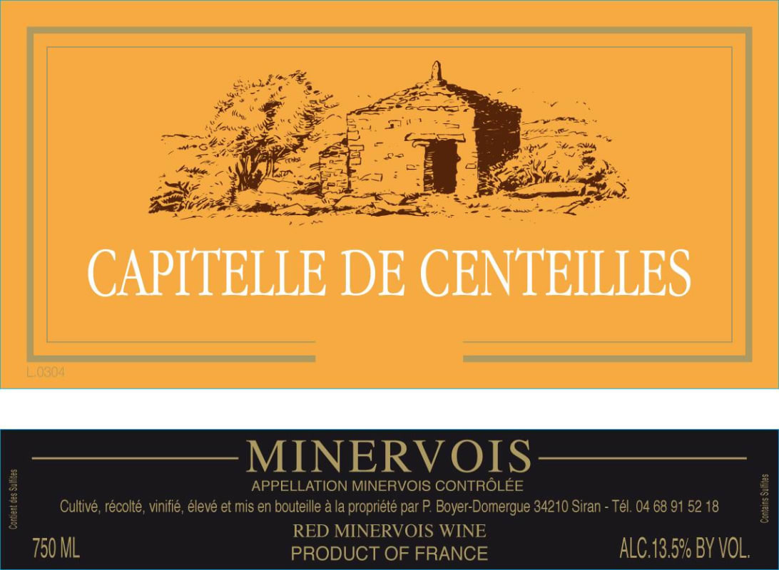 Clos Centeilles Minervois Capitelle de Centeilles 2010 Front Label