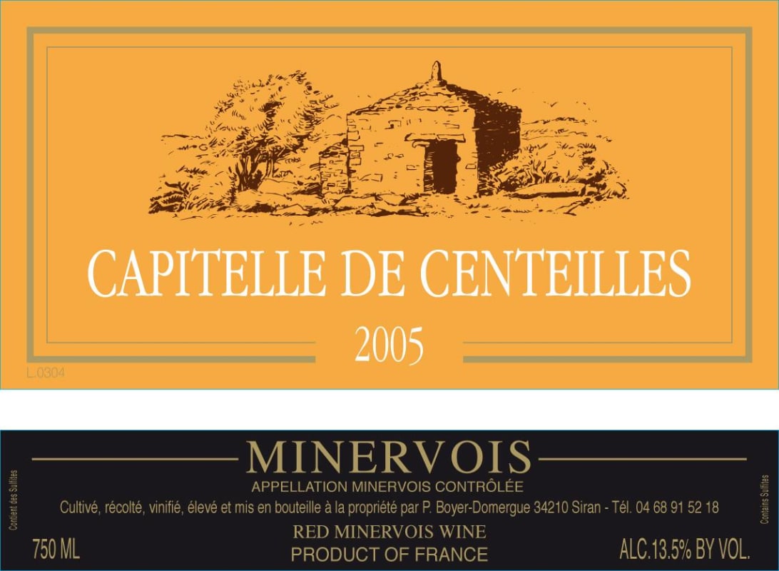 Clos Centeilles Minervois Capitelle de Centeilles 2005 Front Label