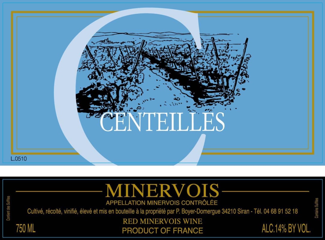 Clos Centeilles Minervois C de Centeilles Rouge 2008 Front Label