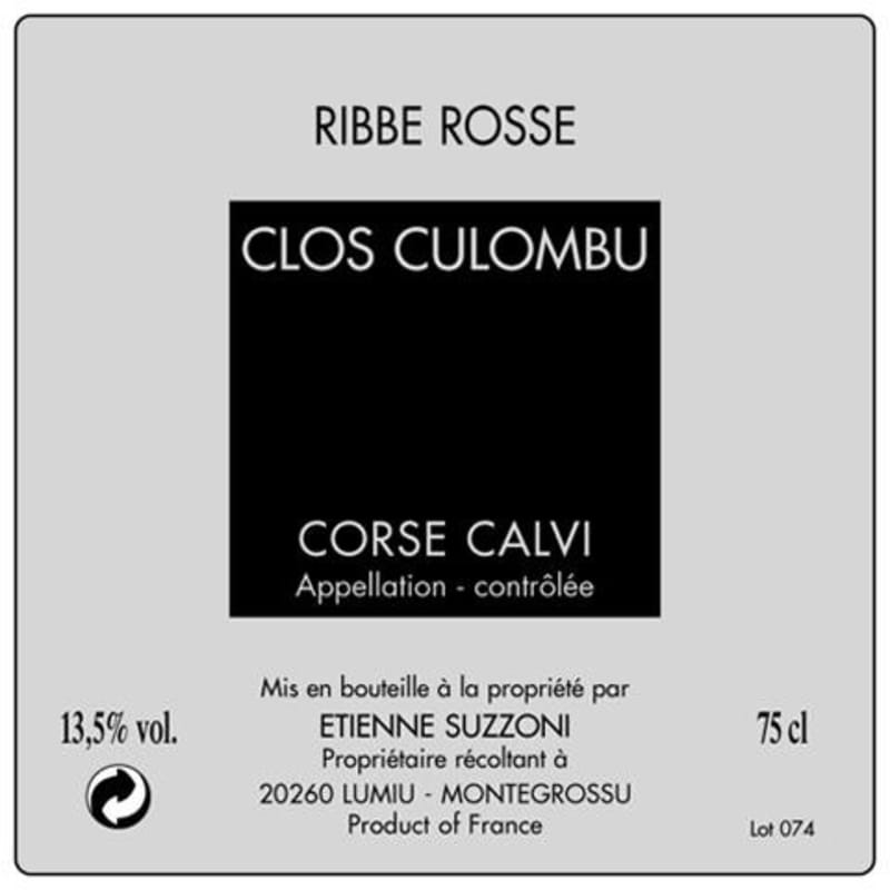 Clos Culombu Corse Calvi Ribbe Rosse Rouge 2008 Front Label