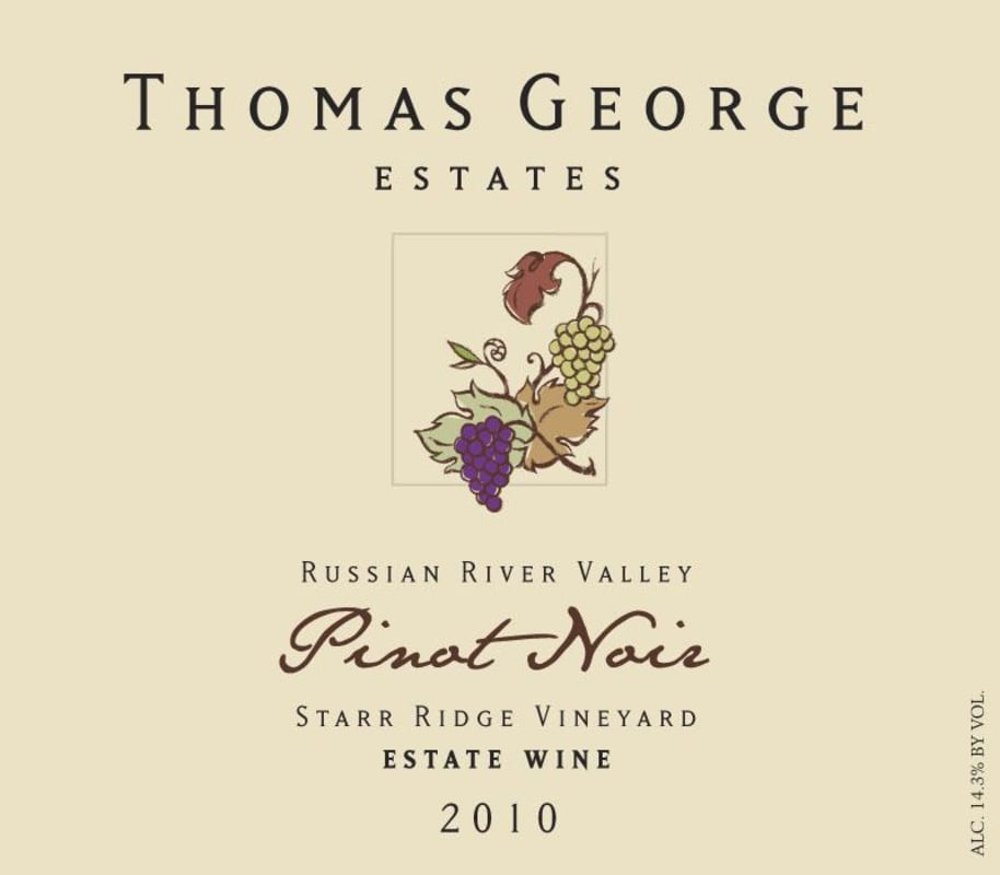 Thomas George Starr Ridge Vineyard Pinot Noir 2010 Front Label