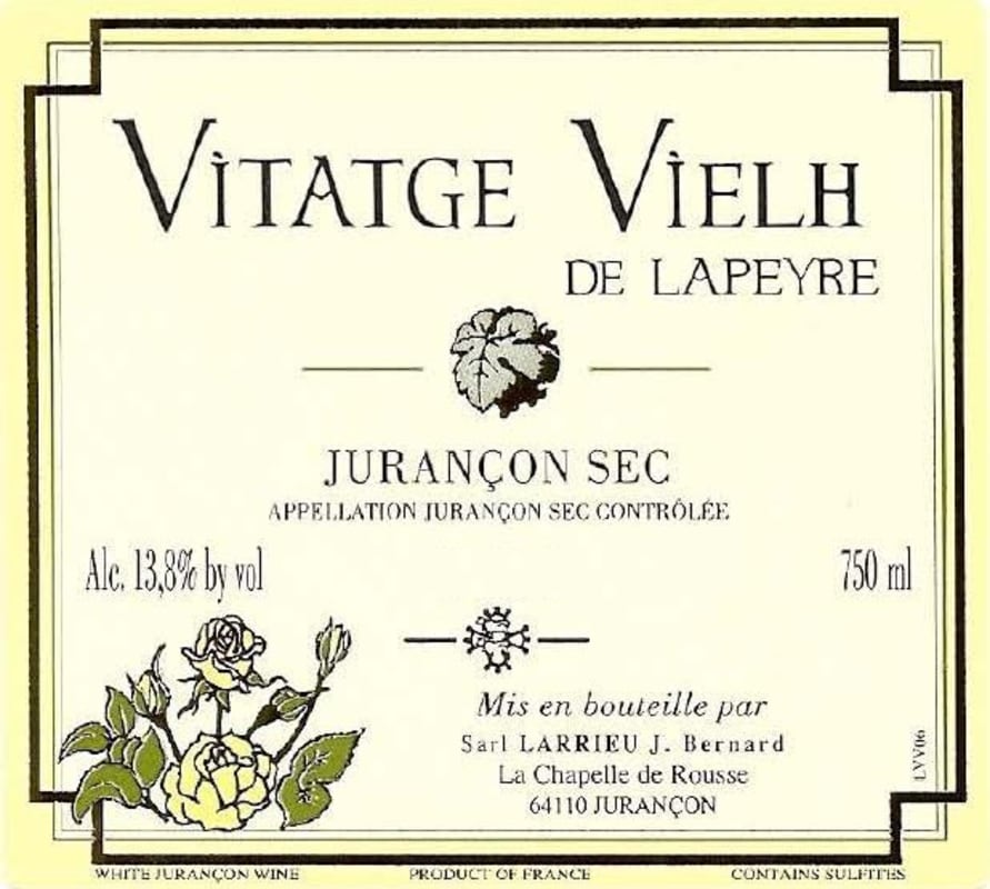 Clos Lapeyre Vitatge Vielh Sec 2012 Front Label