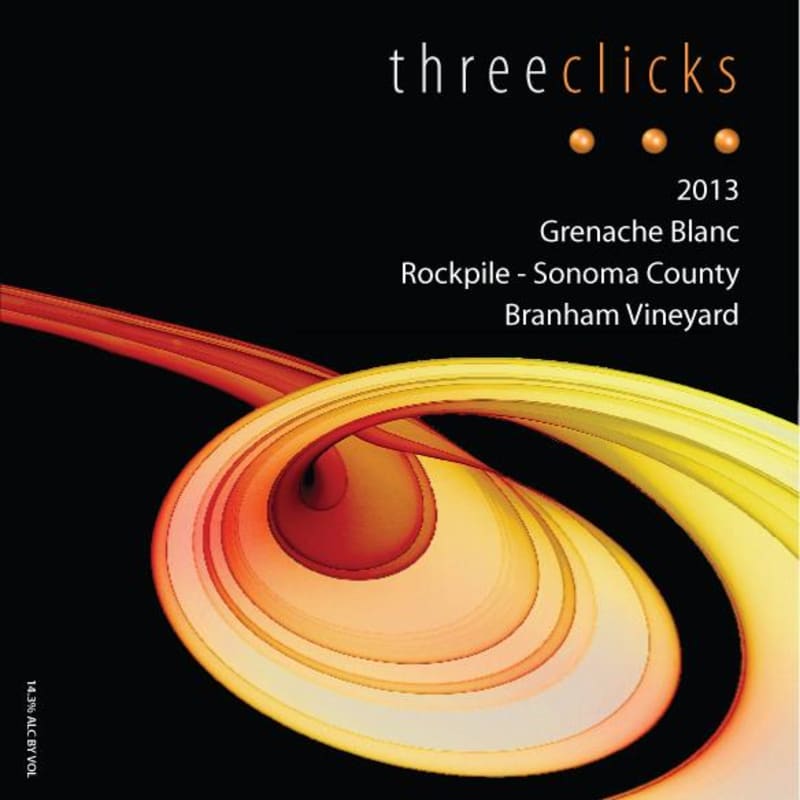 Three Clicks Branham Vineyard Grenache Blanc 2013 Front Label