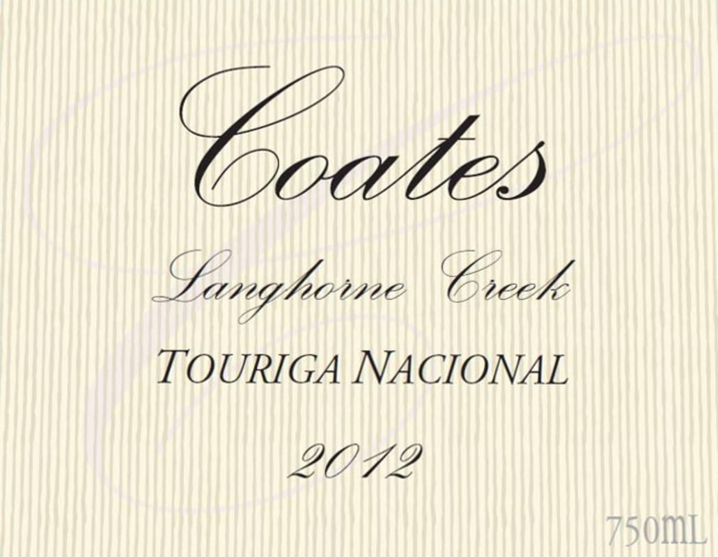 Coates Wines Touriga Nacional 2012 Front Label