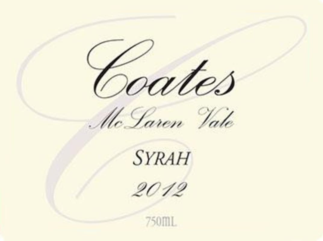 Coates Wines Organically Grown Syrah 2012 Front Label