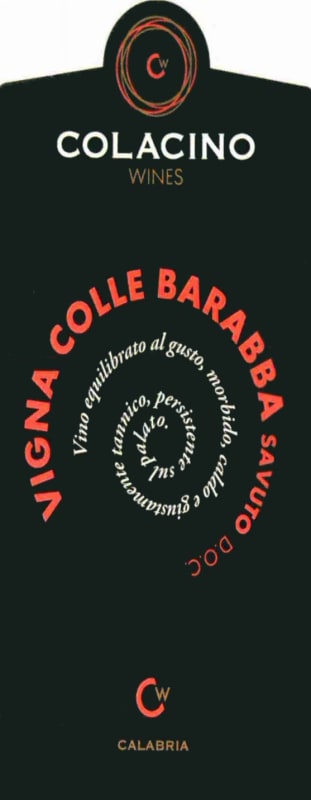 Colacino Wines Savuto Vigna Colle Barabba 2012 Front Label