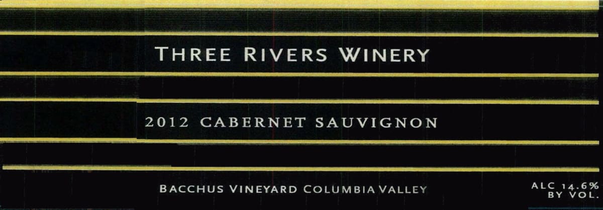 Three Rivers Bacchus Vineyard Cabernet Sauvignon 2012 Front Label