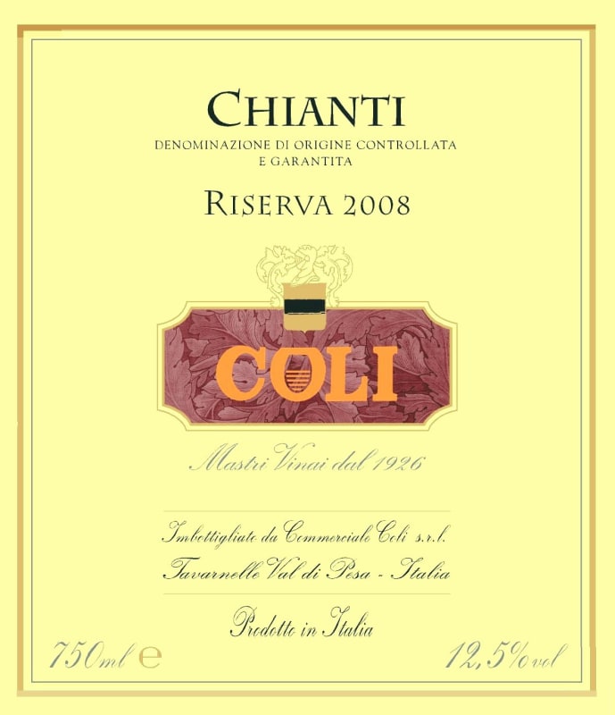 Coli Wine Chianti Riserva 2008 Front Label