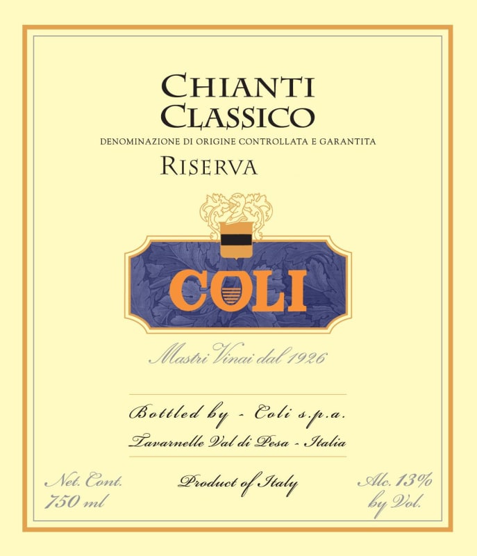 Coli Wine Chianti Classico Riserva 2009 Front Label