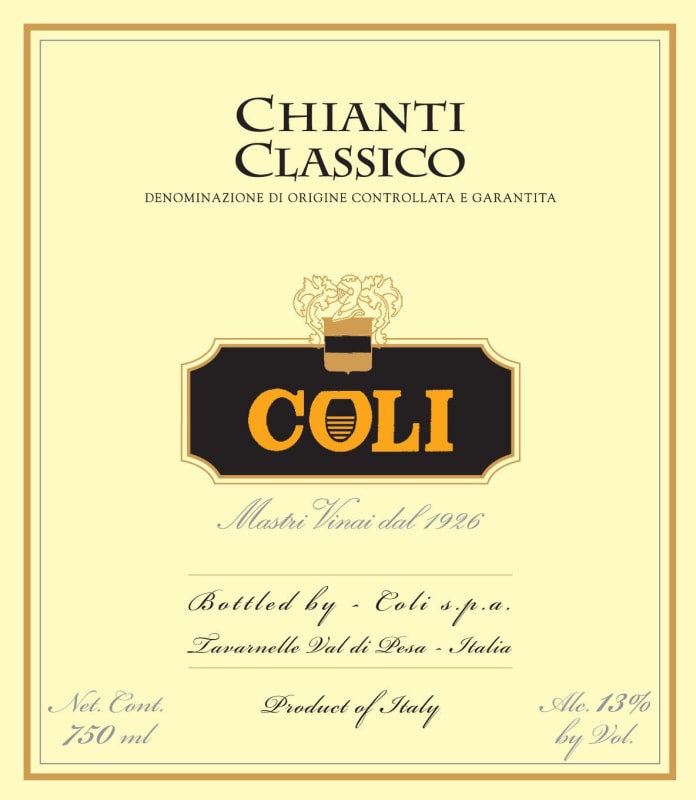 Coli Wine Chianti Classico 2012 Front Label
