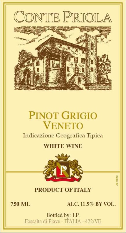 Conte Priola Veneto Pinot Grigio 2014 Front Label