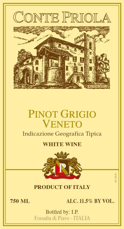 Conte Priola Veneto Pinot Grigio 2015 Front Label