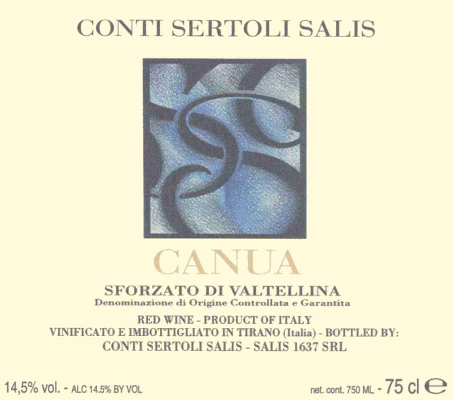 Conti Sertoli Salis Srl. Sforzato di Valtellina Canua 2002 Front Label
