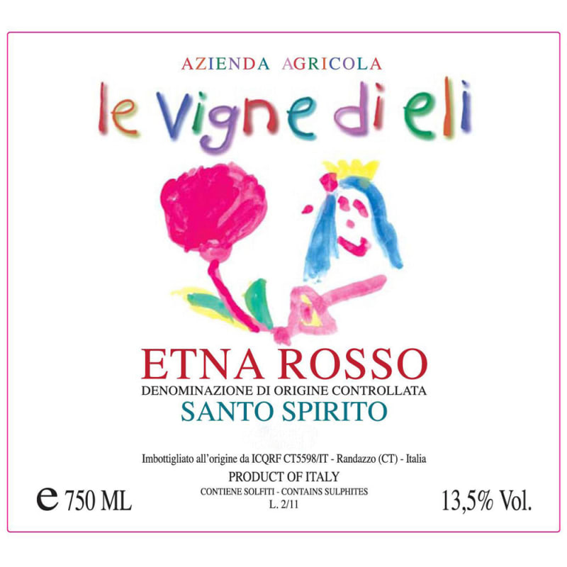 Le Vigne di Eli Santa Spirito Etna Rosso 2013 Front Label