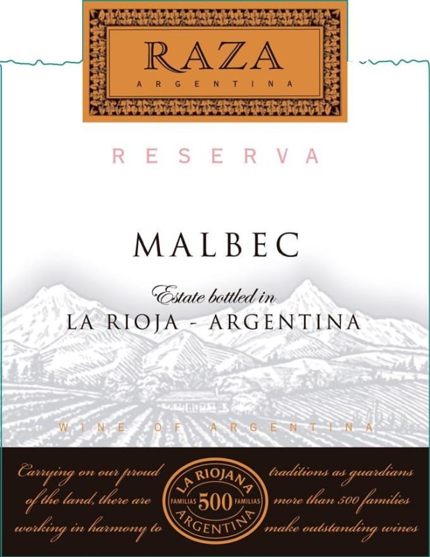 Cooperativa La Riojana Raza Reserva Malbec 2011 Front Label