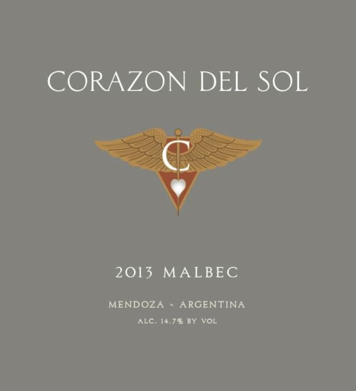 Corazon del Sol Malbec 2013 Front Label
