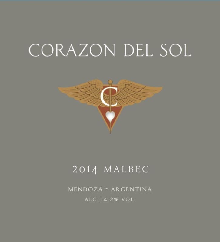 Corazon del Sol Malbec 2014 Front Label