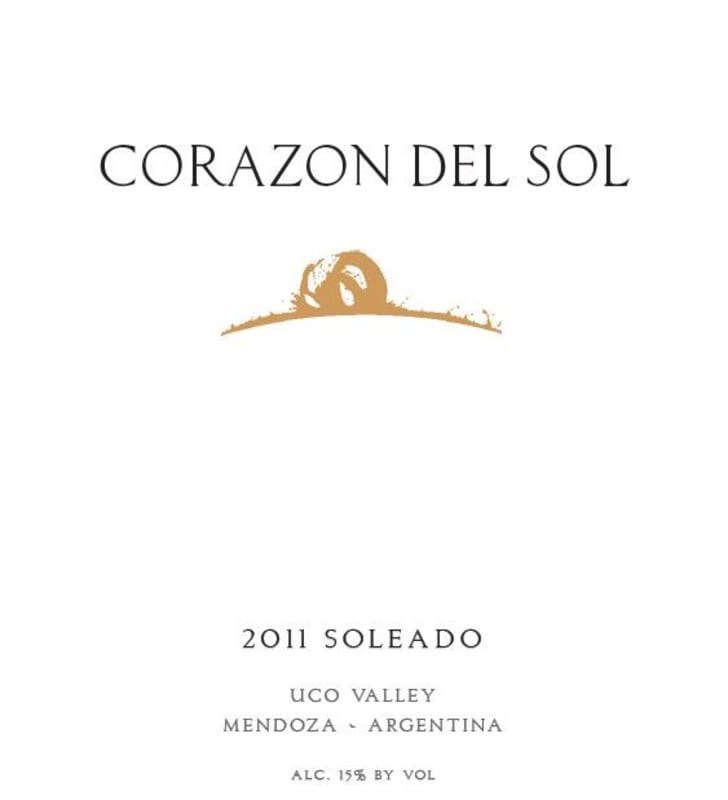 Corazon del Sol Soleado 2011 Front Label