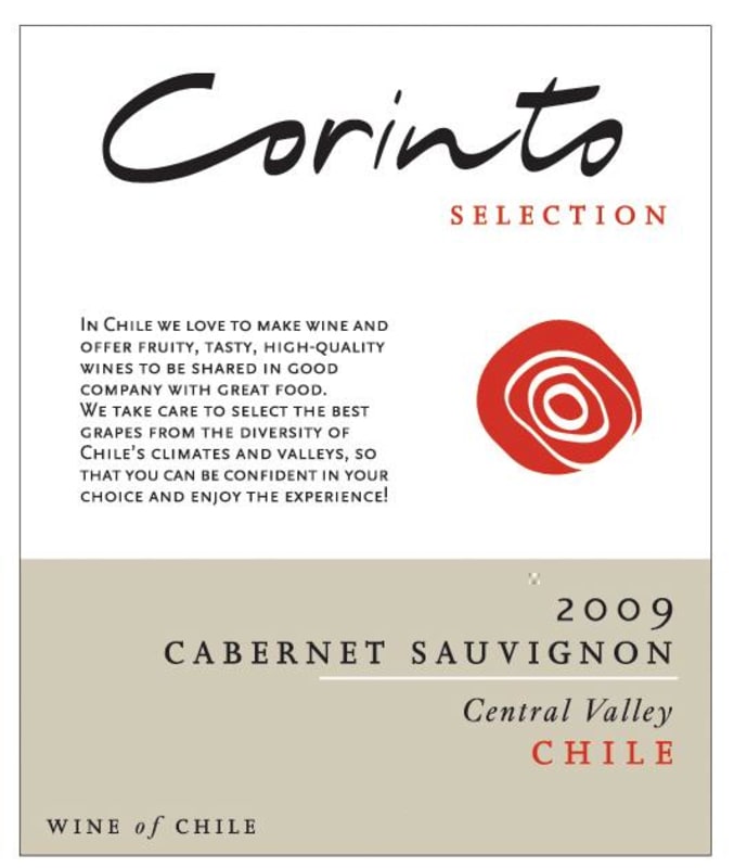 Corinto Wines Cabernet Sauvignon 2009 Front Label
