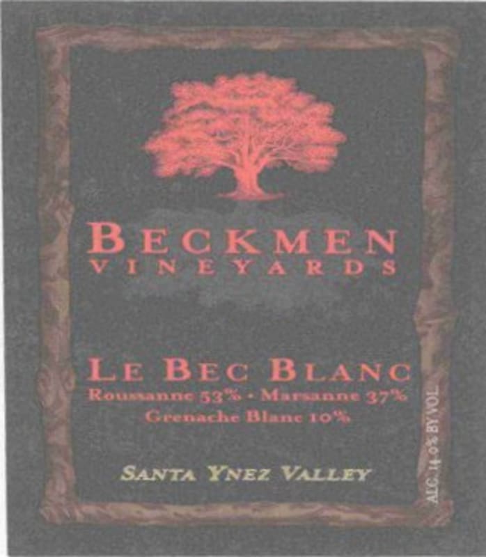 Beckmen Le Bec Blanc 2013 Front Label