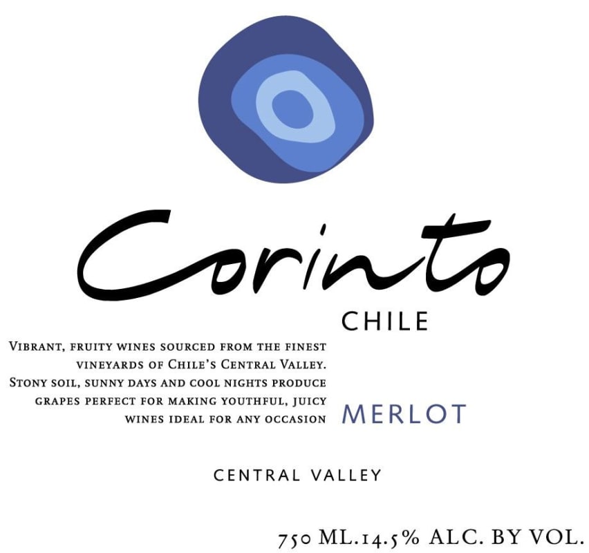 Corinto Wines Central Valley Merlot 2012 Front Label