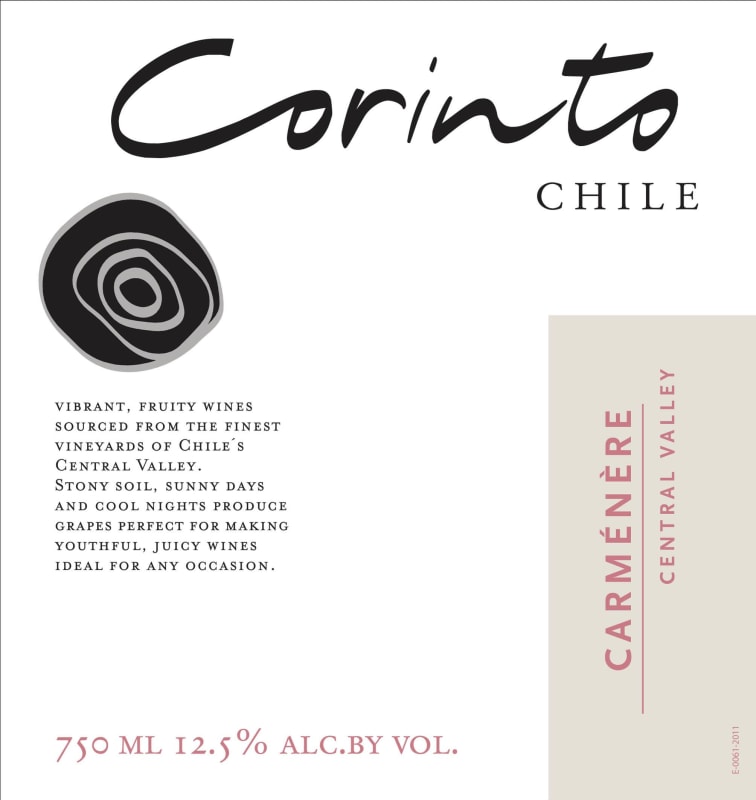 Corinto Wines Carmenere 2012 Front Label