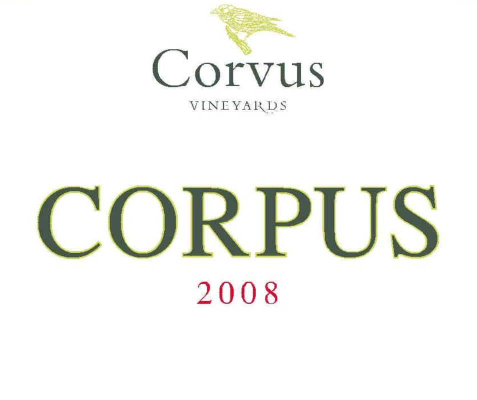 Corvus Vineyards Corpus 2008 Front Label